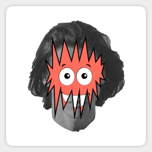 Cartoon face under black and white man Sticker